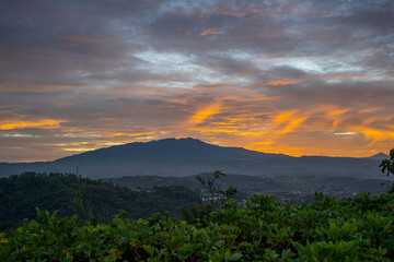 golden sunrise behind the maountain with colorful color