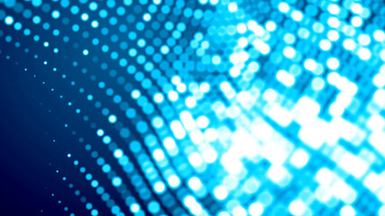 Obraz premium Dot white blue wave light screen gradient texture background. Abstract technology big data digital background. 3d rendering.