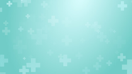 Medical health blue green cross pattern background. Abstract healthcare technology and science concept.