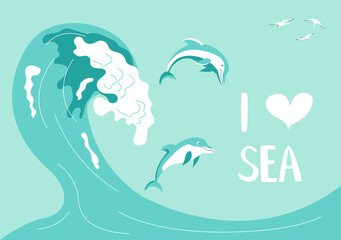 Postcard I love sea