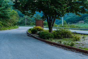 Rest stop on two land country road.