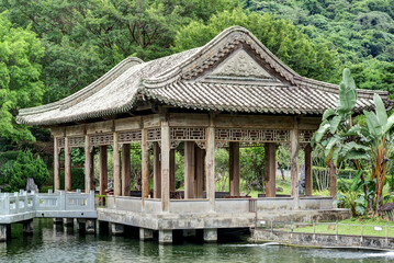 Zhishan Garden is a traditional Chinese garden located in Taipei, Taiwan  - obrazy, fototapety, plakaty