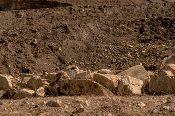 Large boulders at construction site