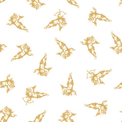 Obraz premium Seamless pattern of pretty Cupid,