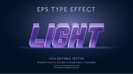 Text effect for light with bold 3D style premium vector