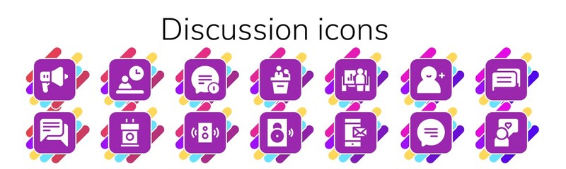 Modern Simple Set of discussion Vector filled Icons