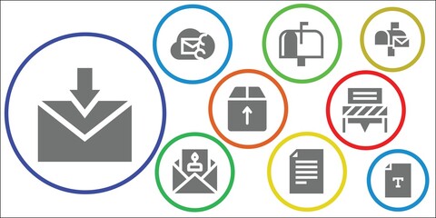 Fototapeta premium Modern Simple Set of mail Vector filled Icons