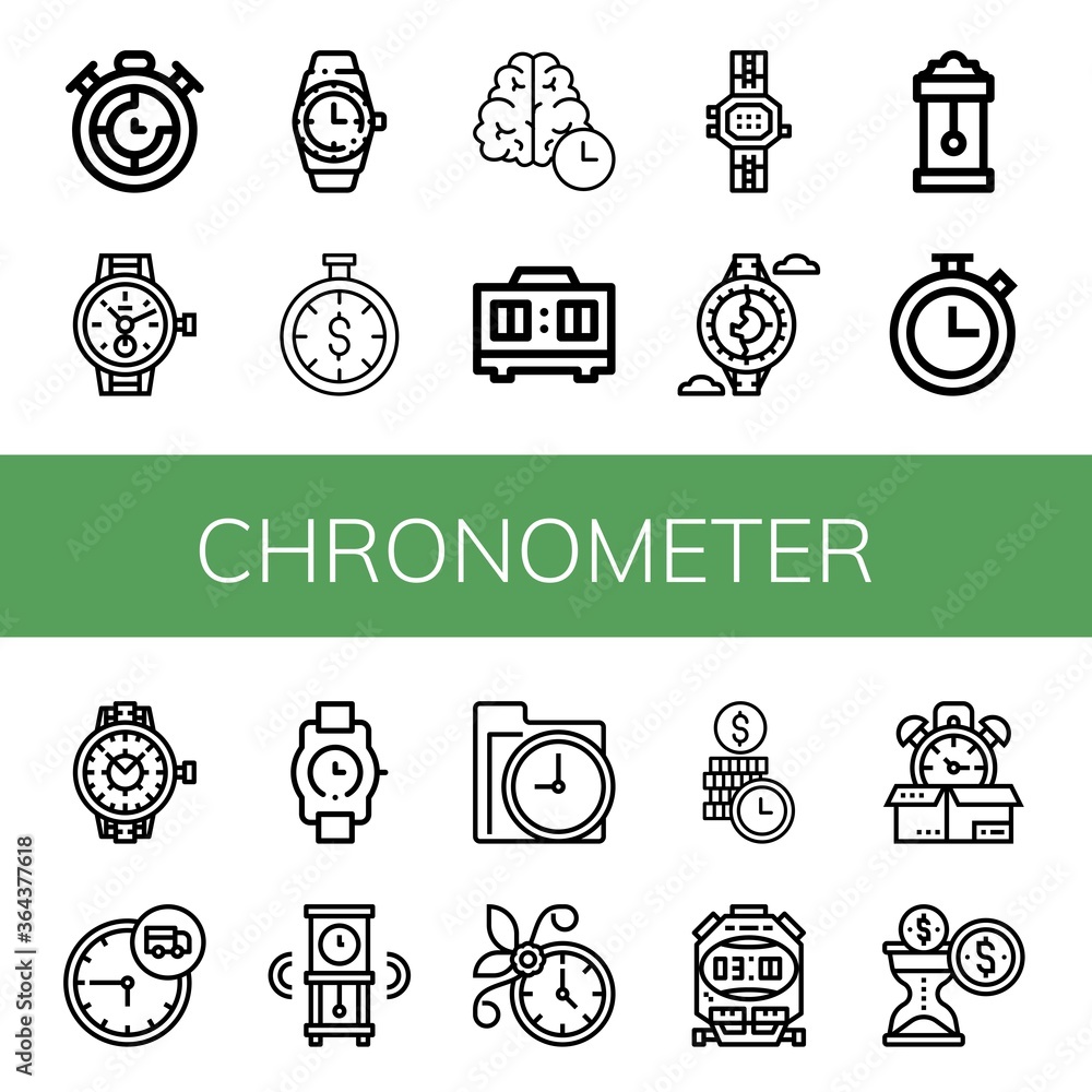 Poster chronometer simple icons set
