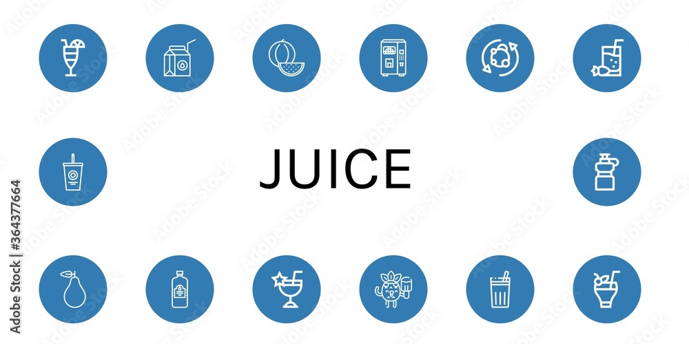 Poster juice simple icons set