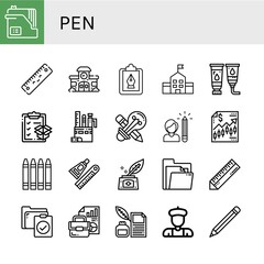 pen simple icons set