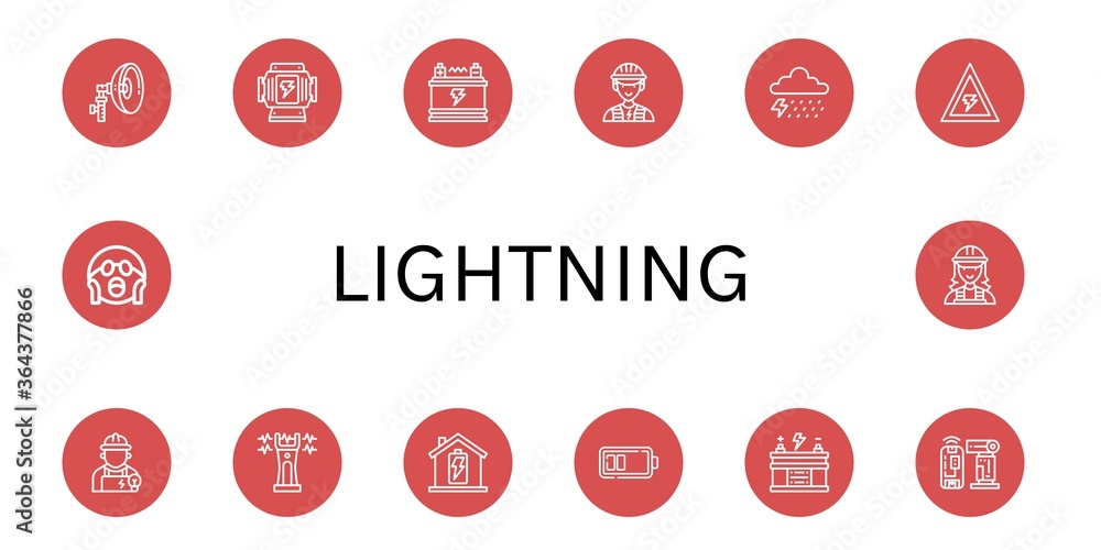 Poster lightning simple icons set