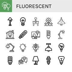 fluorescent simple icons set