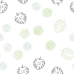 Light Green, Yellow vector seamless elegant wallpaper with flowers, leaves. Colorful abstract illustration with leaves in doodle style. Design for textile, fabric, wallpapers.