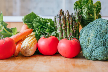 Fresh vegetables on a wooden table
