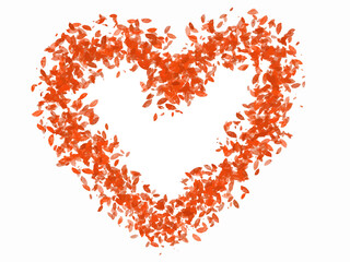 落ち葉の背景素材　ハートフレーム