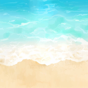 Vector illustration of tropical beach in daytime.