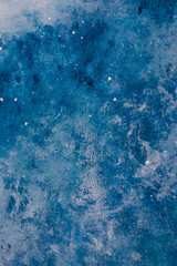 white and blue abstract painting reminiscence of ocean texture with waves or starry night with clouds