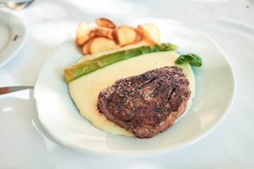 Delicious plate of grilled beef meat