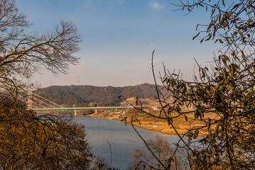 Concrete bridge crossing river