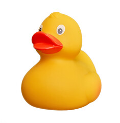 Rubber duck toy isolated over white background