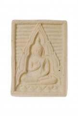 Small Buddha image or Amulet of .Thailand  isolate on  white background.