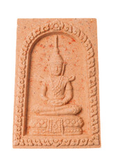 Small Buddha image or Amulet of .Thailand  isolate on  white background.