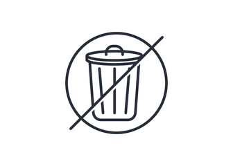 Prohibited. No. Trash can outline icon isolated on white background. Pictogram icon line symbol for website design, mobile application, ui. Vector illustration. Eps10