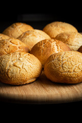 homemade tiger bread on a bamboo plate