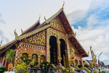 Obraz premium Beautiful art, religious places and religious objects of Wat Jedyod, Chiang Rai, Thailand. Wat Chet Yot is a temple that has been renovated from the remains of an ancient temple.