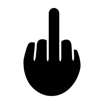 Middle finger offensive hand gesture flat vector icon for apps and websites