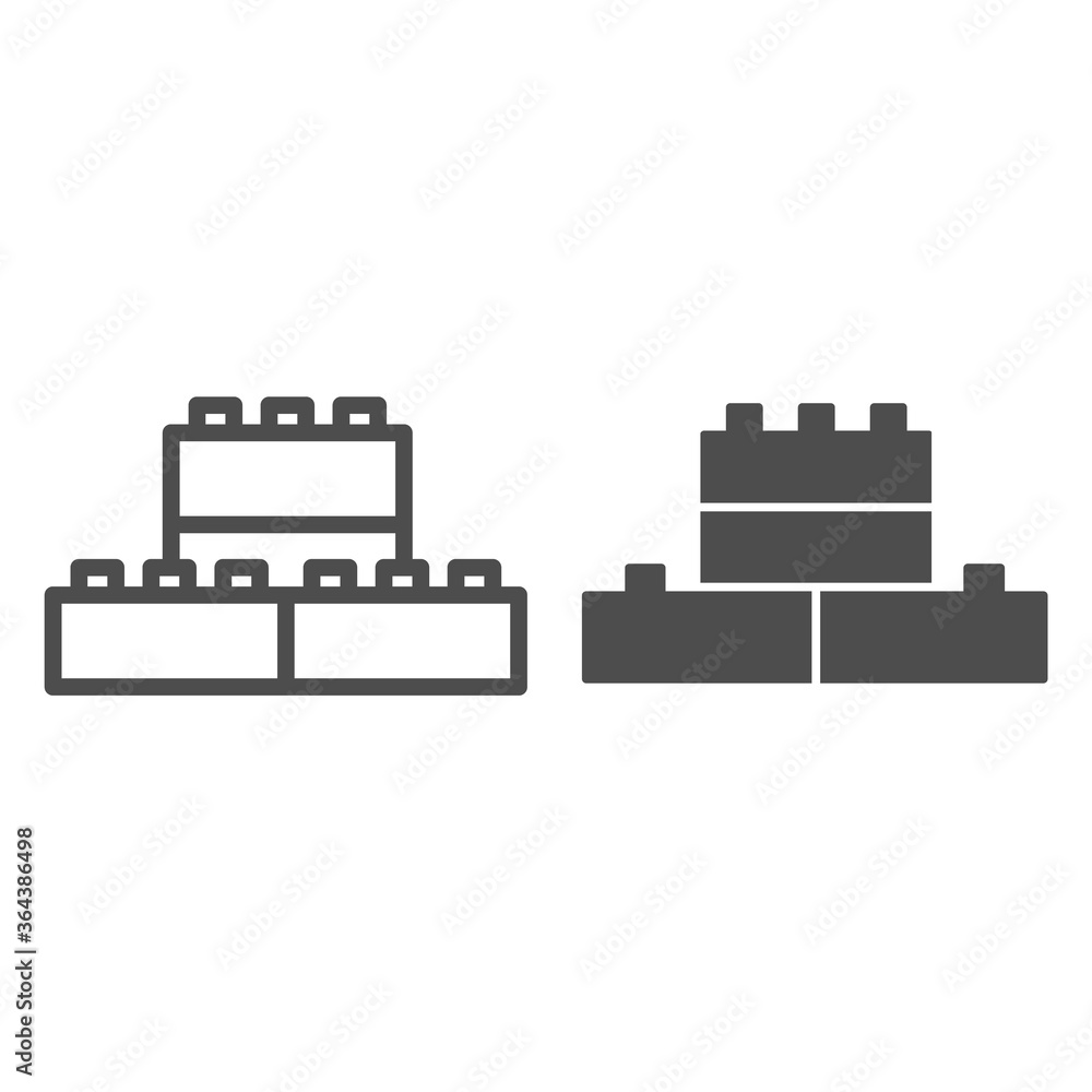 Aufkleber constructor line and solid icon, kids toys concept, building kit sign on white background, plastic b