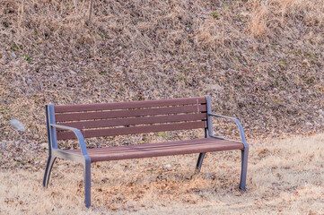 Single bench in a countryside park