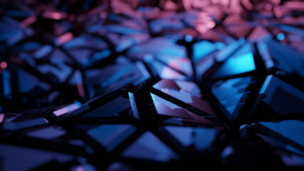 Futuristic tile floor with bubble blur background (3D Rendering)