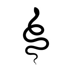 Obraz premium Black snake Silhouette in a simple minimalistic style. Vector isolated illustration on a white background.