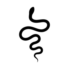 Obraz premium Black snake Silhouette in a simple minimalistic style. Vector isolated illustration on a white background.