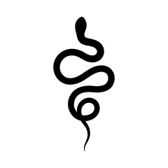 Obraz premium Black snake Silhouette in a simple minimalistic style. Vector isolated illustration on a white background.