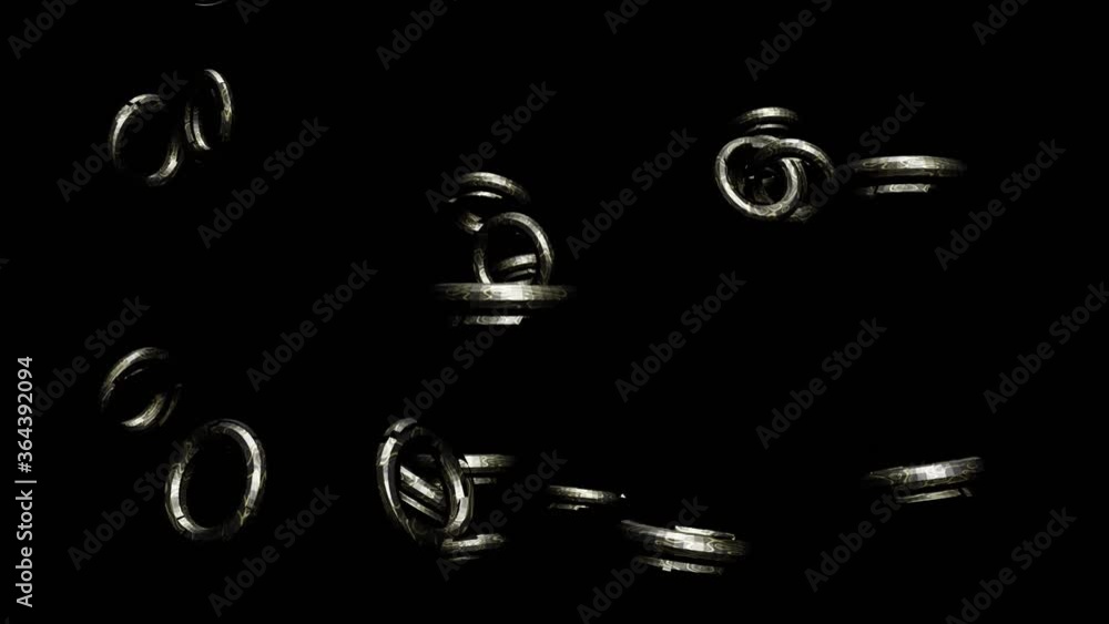 Aufkleber hd video of 3d abstract metallic ring shape object with beautiful texture or pattern, animated on th