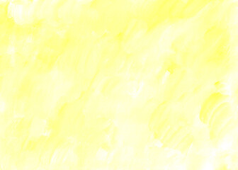 Abstract Yellow watercolor gouache background-brush strokes of paint on rough textured paper. Sunny bright grunge backdrop for your design