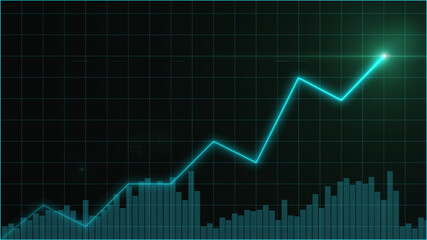 Business green graph chart of stock market investment trading profit and loss. Financial chart with up trend line graph stock future trading