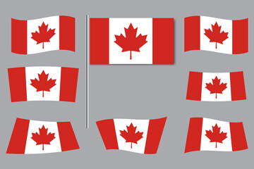 Canada wavy flags. Canadian background. National symbol of Canada. Vector image. Stock Photo.