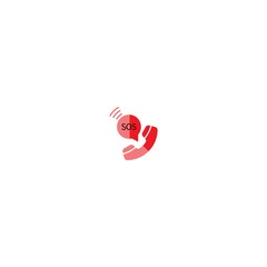 Phone call SOS icon logo vector