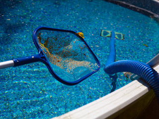 Pollen and garbagein a pool net