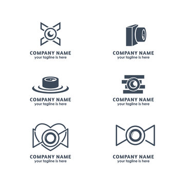 Camera logo concept design vector template collection, photography studio logo template