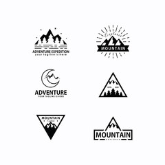 retro mountain outdoor logo design template vector