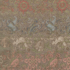 Vintage Silk Embroidery Floral Textile Digital Paper