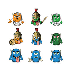 cute monster character design vector template collection