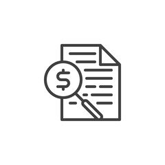 Invoice accounting line icon. linear style sign for mobile concept and web design. Financial document analytics outline vector icon. Symbol, logo illustration. Vector graphics