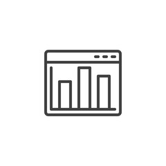 Online analytics bar chart line icon. linear style sign for mobile concept and web design. Website with business graph outline vector icon. Symbol, logo illustration. Vector graphics