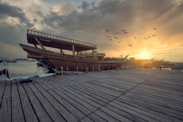 Beautiful sunset view at Wakra Port Doha.