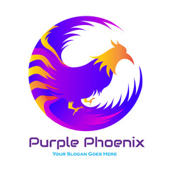 Vector logo purple phoenix design in eps 10. Simple template and ready to use.